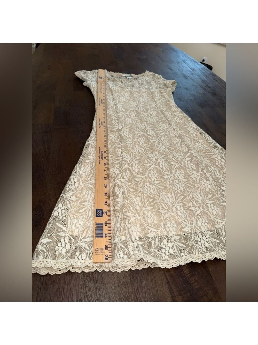Sundance Cream Lace Mini Dress, neutral slip under topper. - Picture 6 of 9